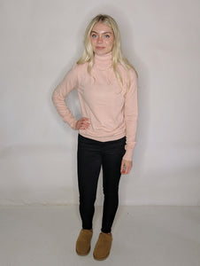Dusty Pink Chic Postition Turtleneck Sweater Top