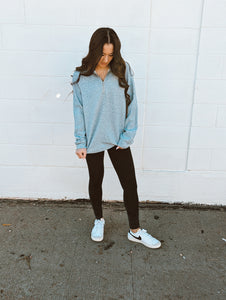 Grey Hallie Textured Quarter Zip Sweatshirt
