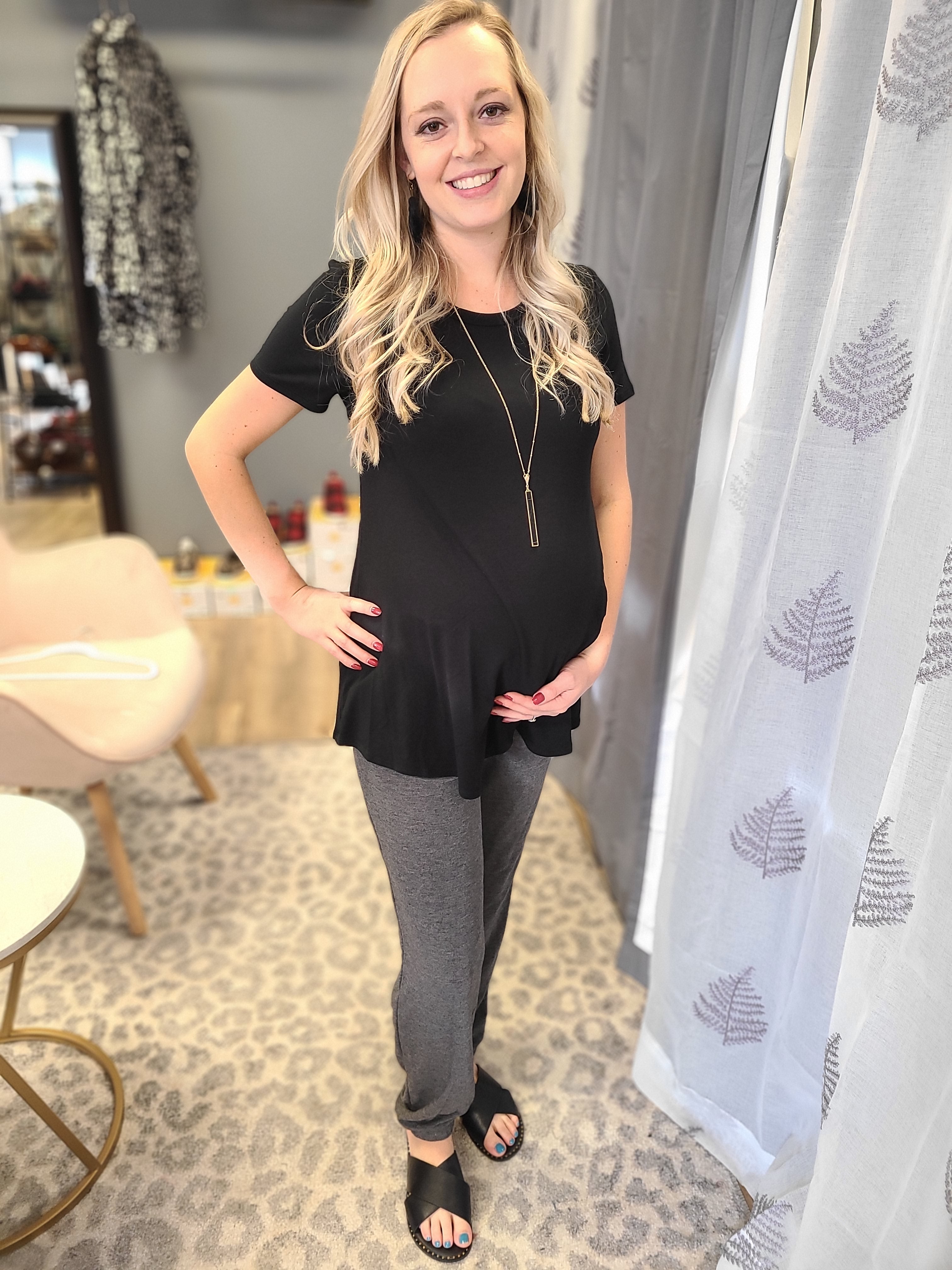 Charcoal Maternity Jogger with Belly Panel