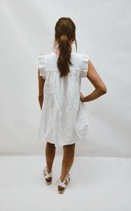 Mara White Ruffle Cap Sleeve Dress